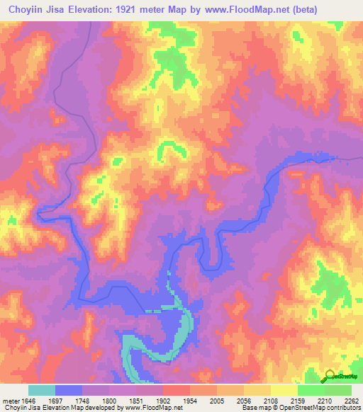 Choyiin Jisa,Mongolia Elevation Map