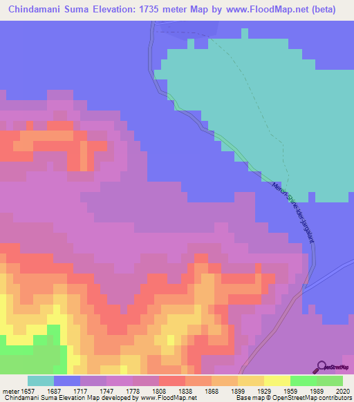 Chindamani Suma,Mongolia Elevation Map