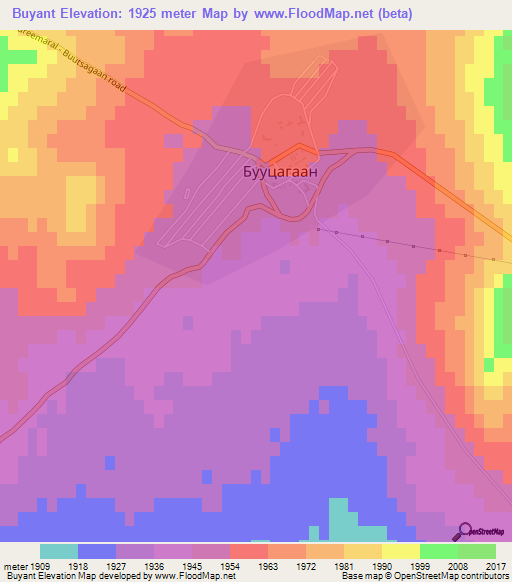 Buyant,Mongolia Elevation Map
