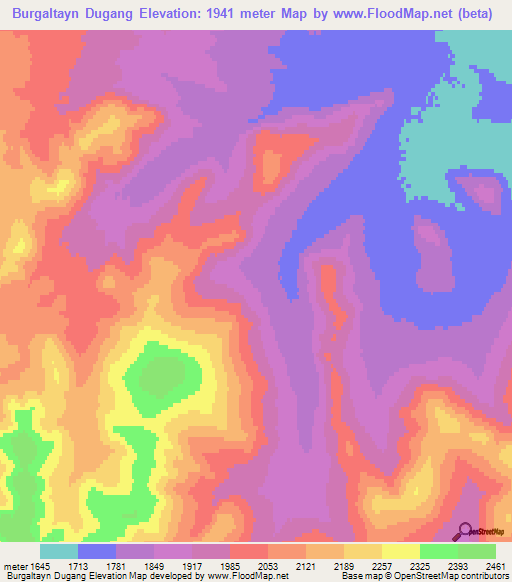 Burgaltayn Dugang,Mongolia Elevation Map