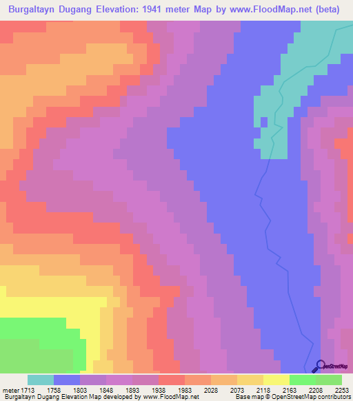 Burgaltayn Dugang,Mongolia Elevation Map