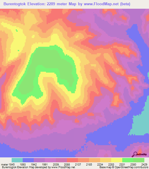 Burentogtok,Mongolia Elevation Map