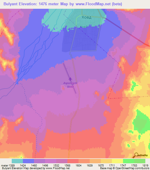 Bulyant,Mongolia Elevation Map