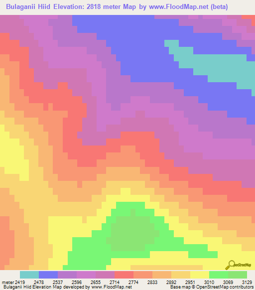 Bulaganii Hiid,Mongolia Elevation Map
