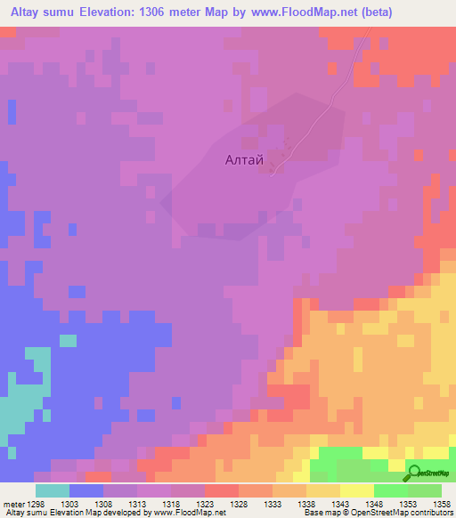 Altay sumu,Mongolia Elevation Map