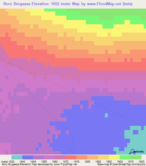 Boro Burgaasa,Mongolia Elevation Map