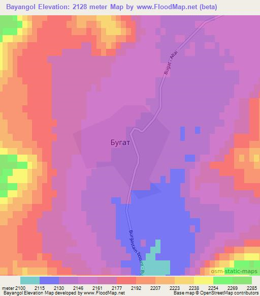 Bayangol,Mongolia Elevation Map