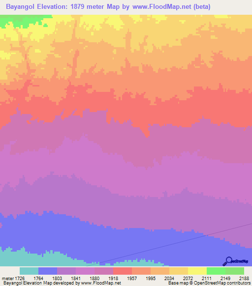 Bayangol,Mongolia Elevation Map