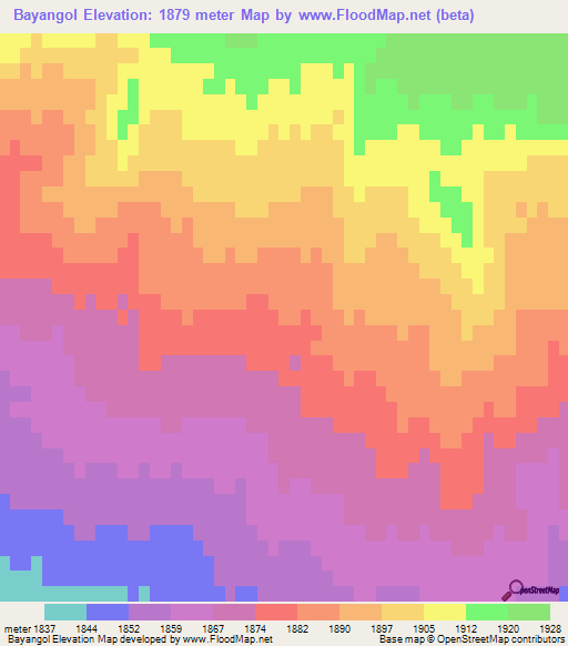 Bayangol,Mongolia Elevation Map