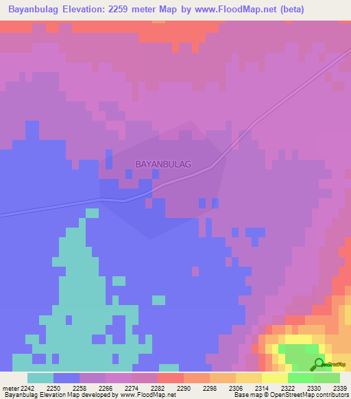 Bayanbulag,Mongolia Elevation Map