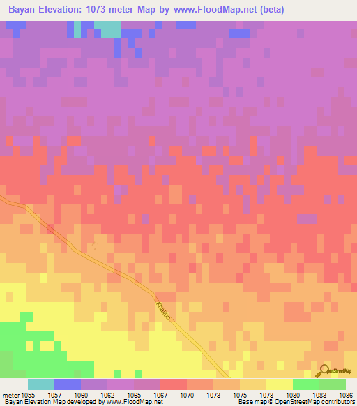 Bayan,Mongolia Elevation Map