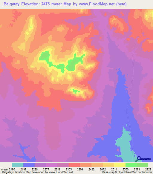 Balgatay,Mongolia Elevation Map