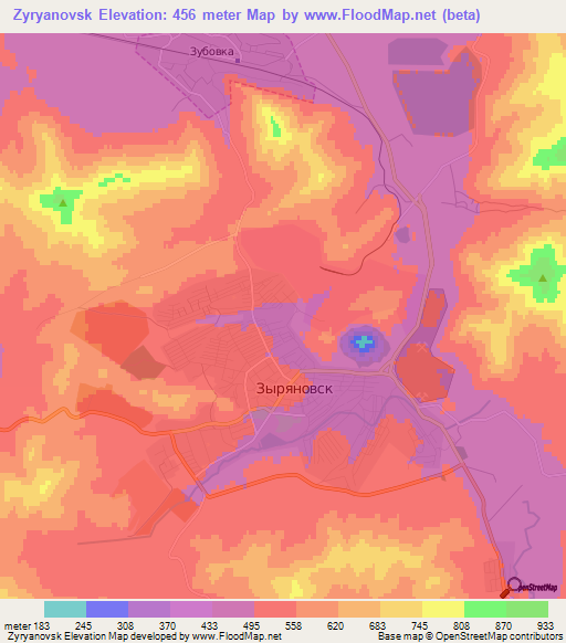 Zyryanovsk,Kazakhstan Elevation Map