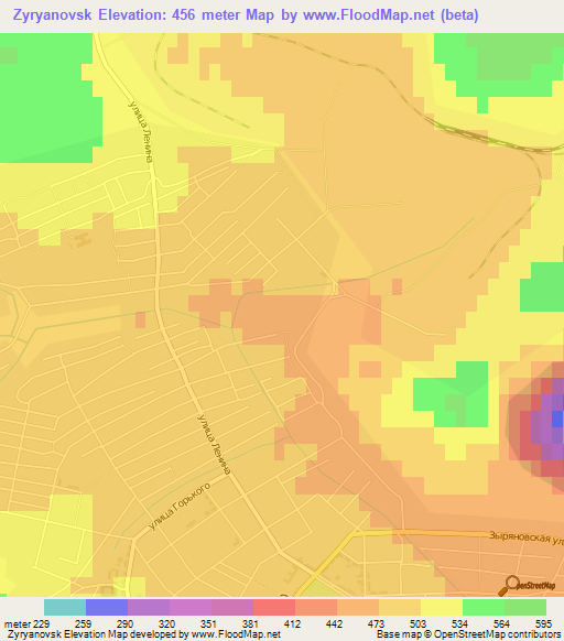 Zyryanovsk,Kazakhstan Elevation Map
