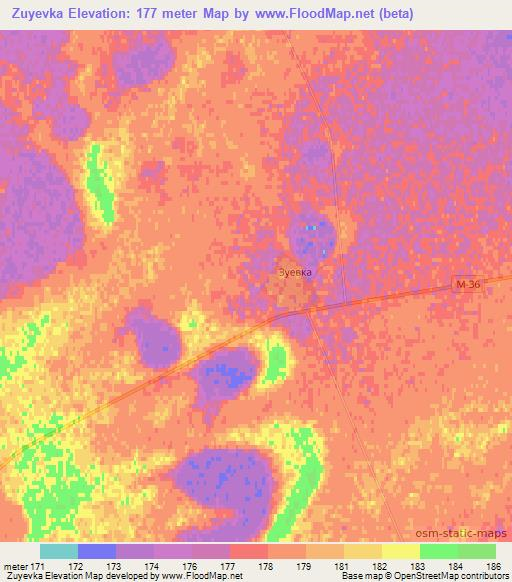 Zuyevka,Kazakhstan Elevation Map