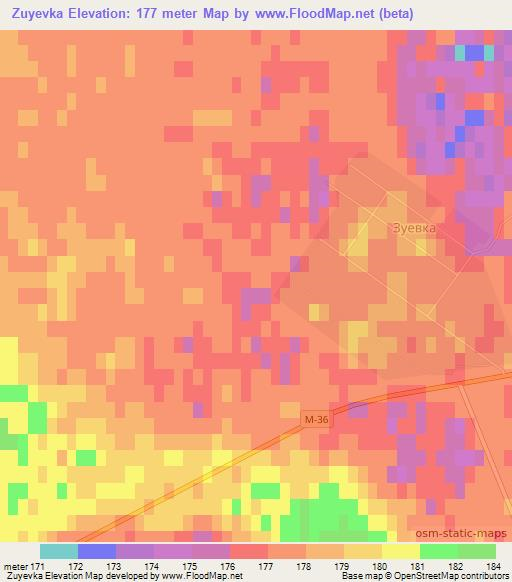 Zuyevka,Kazakhstan Elevation Map