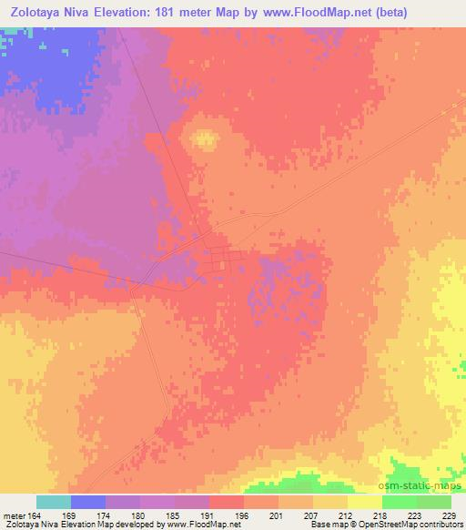 Zolotaya Niva,Kazakhstan Elevation Map