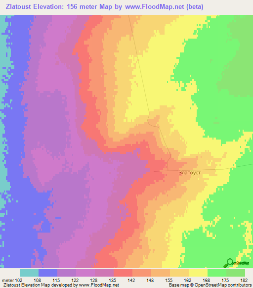 Zlatoust,Kazakhstan Elevation Map