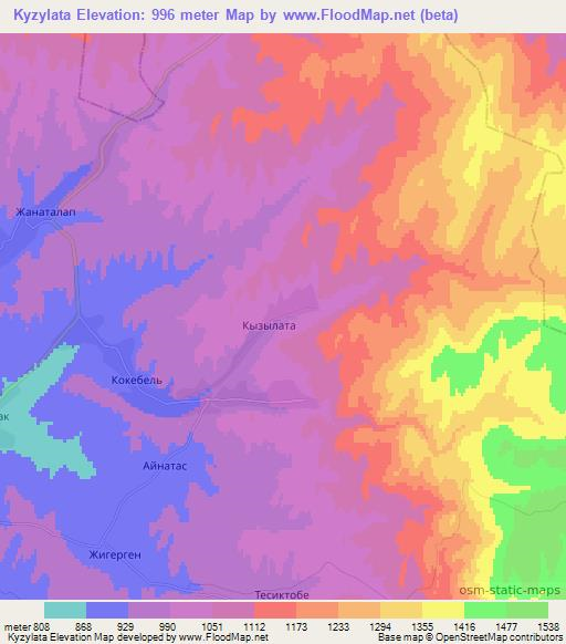 Kyzylata,Kazakhstan Elevation Map