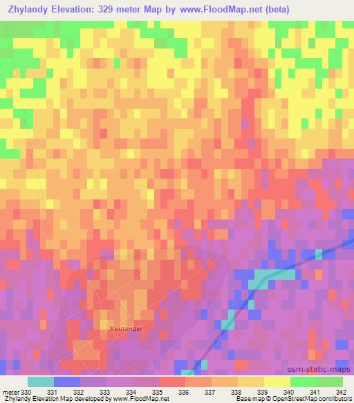 Zhylandy,Kazakhstan Elevation Map