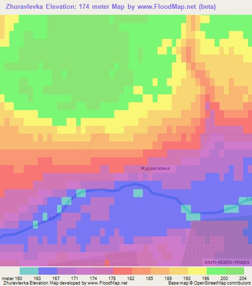 Zhuravlevka,Kazakhstan Elevation Map