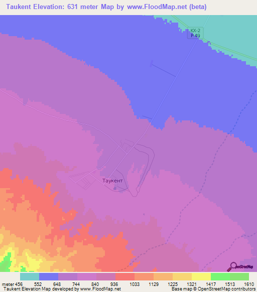 Taukent,Kazakhstan Elevation Map
