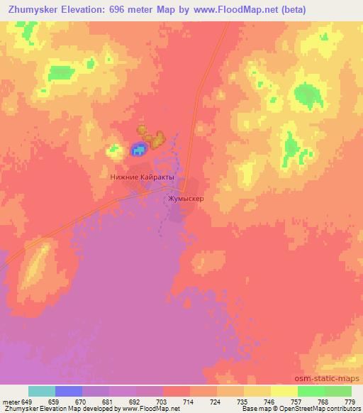 Zhumysker,Kazakhstan Elevation Map