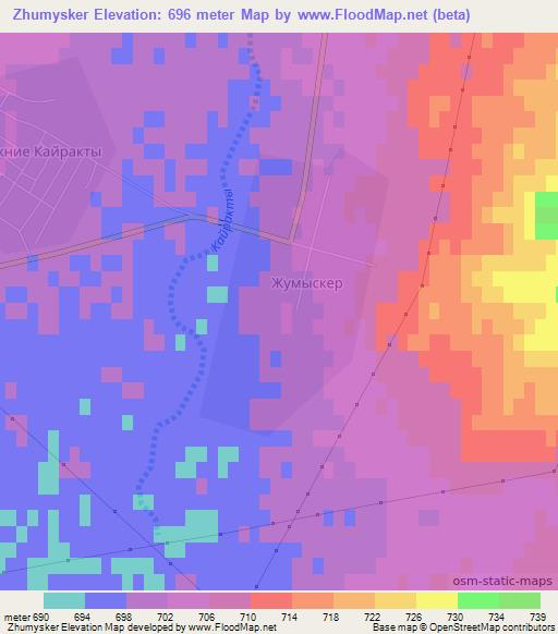 Zhumysker,Kazakhstan Elevation Map