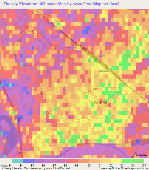 Zhosaly,Kazakhstan Elevation Map
