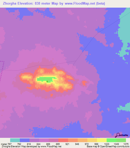 Zhorgha,Kazakhstan Elevation Map
