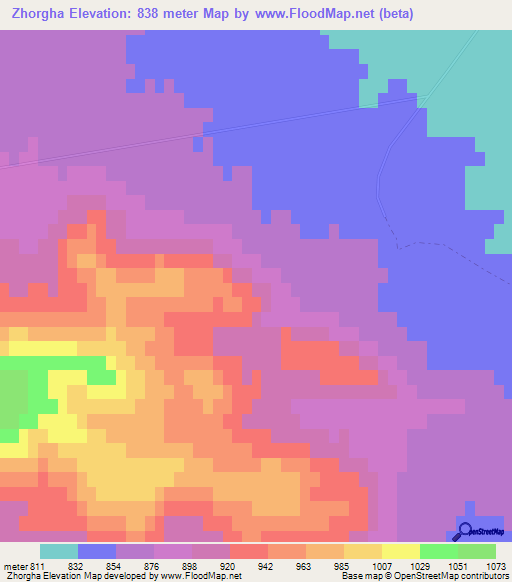 Zhorgha,Kazakhstan Elevation Map