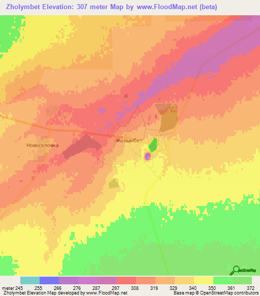 Zholymbet,Kazakhstan Elevation Map