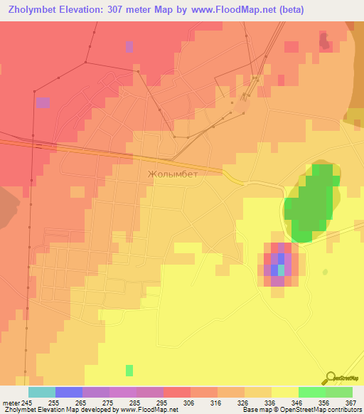 Zholymbet,Kazakhstan Elevation Map