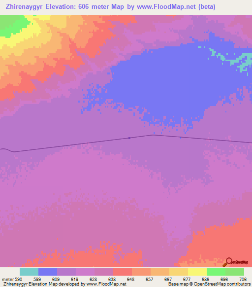 Zhirenaygyr,Kazakhstan Elevation Map