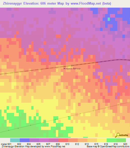 Zhirenaygyr,Kazakhstan Elevation Map