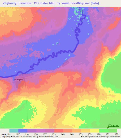 Zhylandy,Kazakhstan Elevation Map