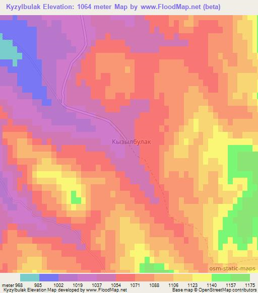 Kyzylbulak,Kazakhstan Elevation Map