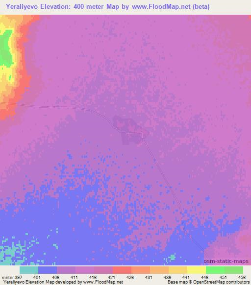 Yeraliyevo,Kazakhstan Elevation Map