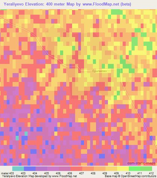Yeraliyevo,Kazakhstan Elevation Map