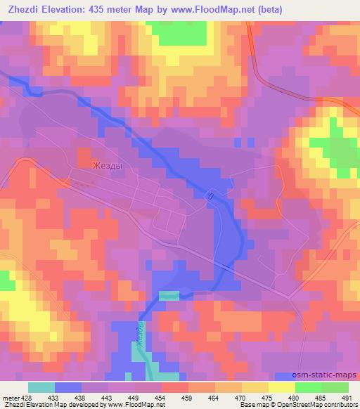 Zhezdi,Kazakhstan Elevation Map
