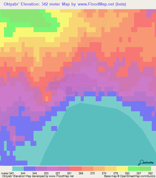 Oktyabr',Kazakhstan Elevation Map