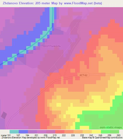 Zhdanovo,Kazakhstan Elevation Map