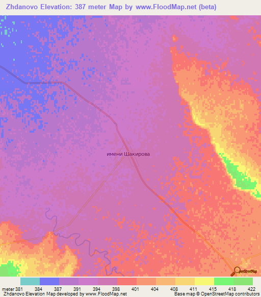 Zhdanovo,Kazakhstan Elevation Map