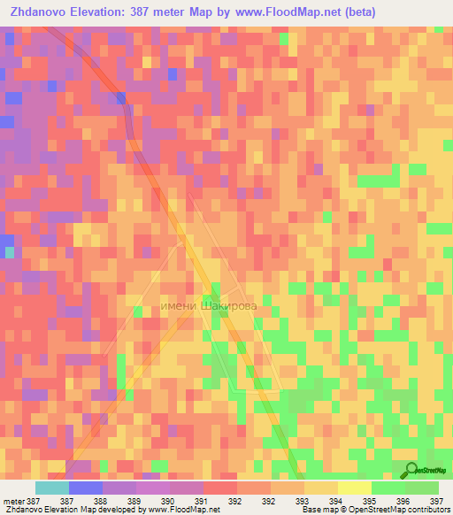 Zhdanovo,Kazakhstan Elevation Map