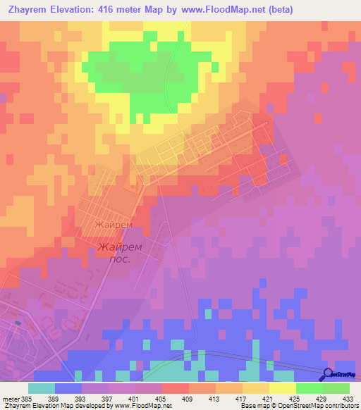 Zhayrem,Kazakhstan Elevation Map