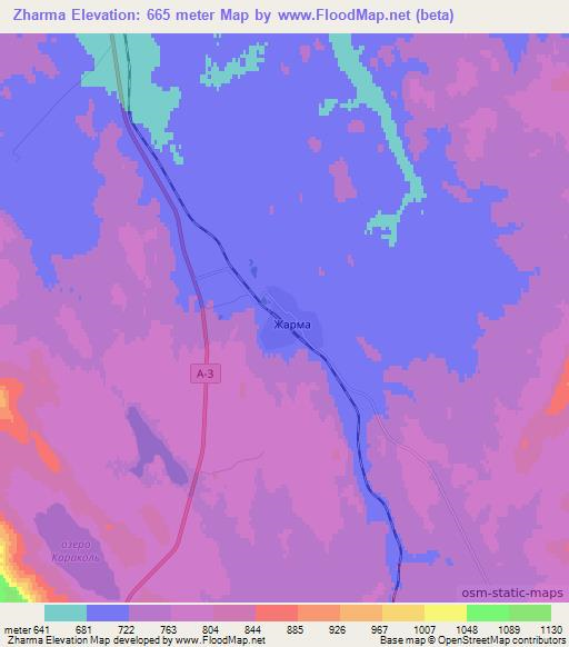 Zharma,Kazakhstan Elevation Map