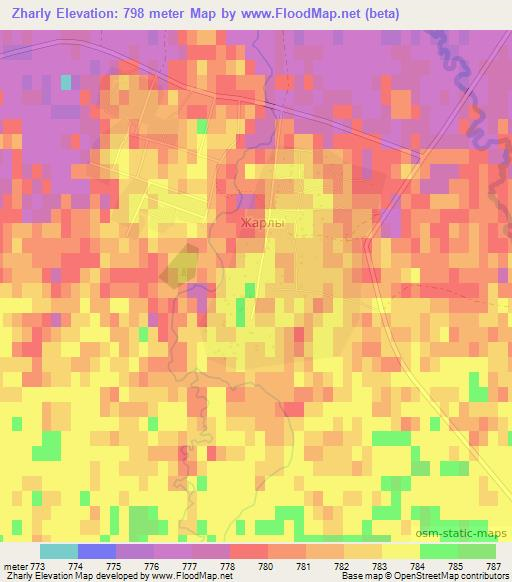 Zharly,Kazakhstan Elevation Map