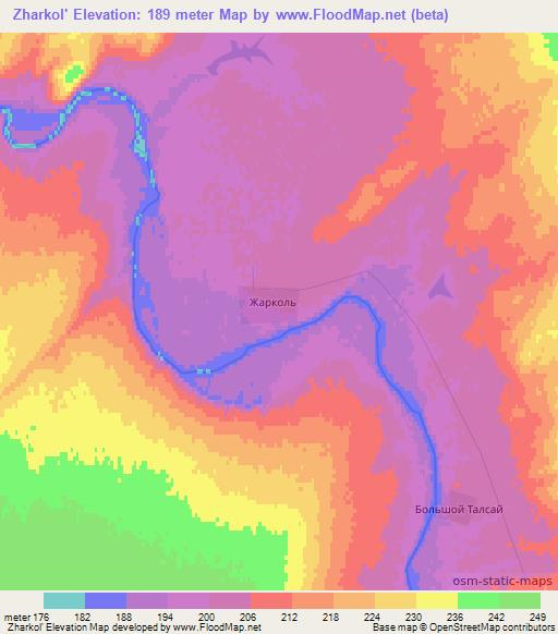 Zharkol',Kazakhstan Elevation Map