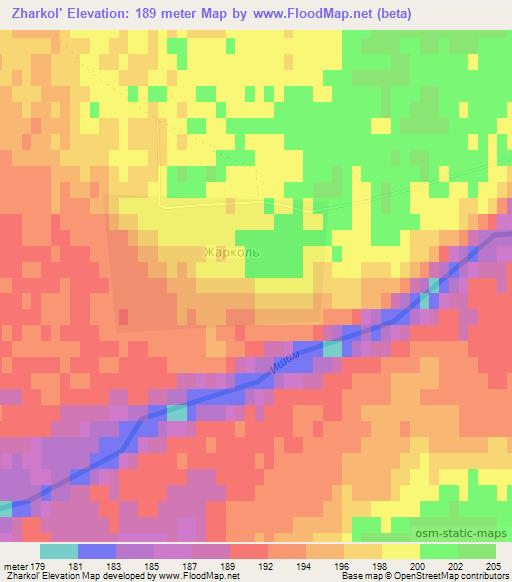 Zharkol',Kazakhstan Elevation Map