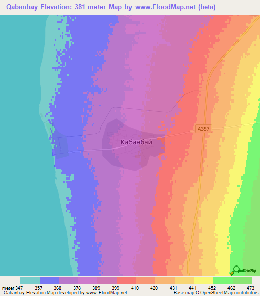 Qabanbay,Kazakhstan Elevation Map